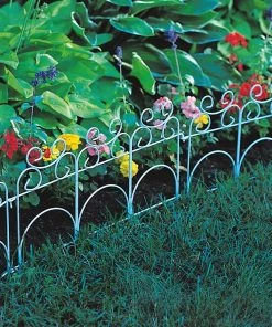 Garden Accents Edging 14-in H x 8-t L White Scroll Folding Fence -Cheap Landscaping Store 09619729